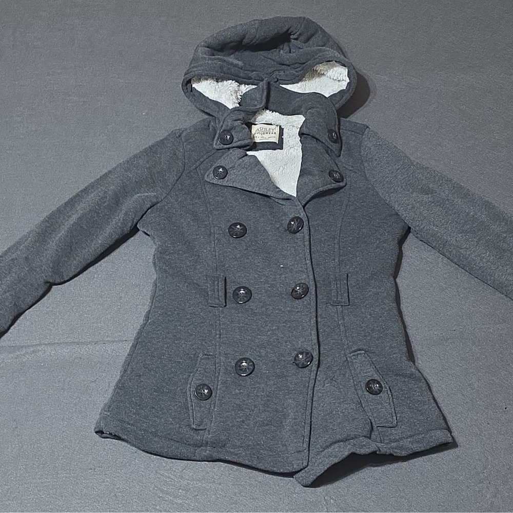 Ashley by 26 International Gray Hooded Button Collared Jacket Women's Size S